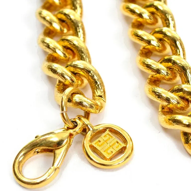 1980's Vintage Givenchy Heavy Gold Chain Necklace