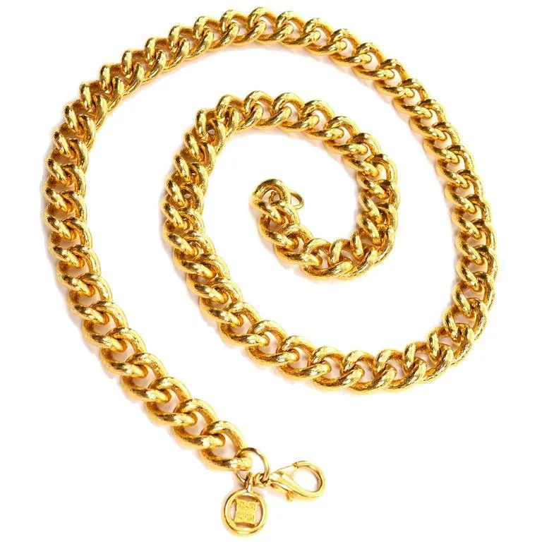 1980's Vintage Givenchy Heavy Gold Chain Necklace