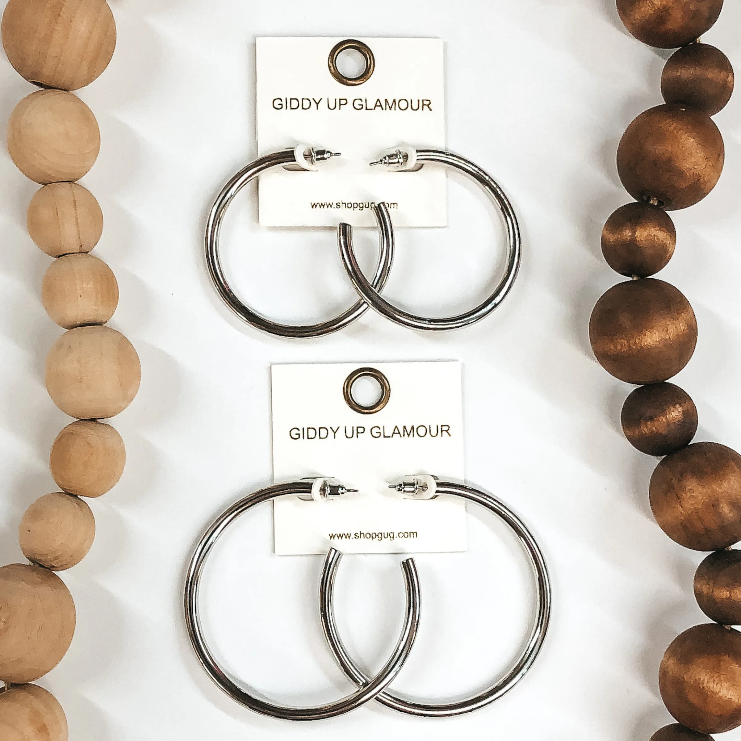 2 1/2 Inch Hoops in Silver