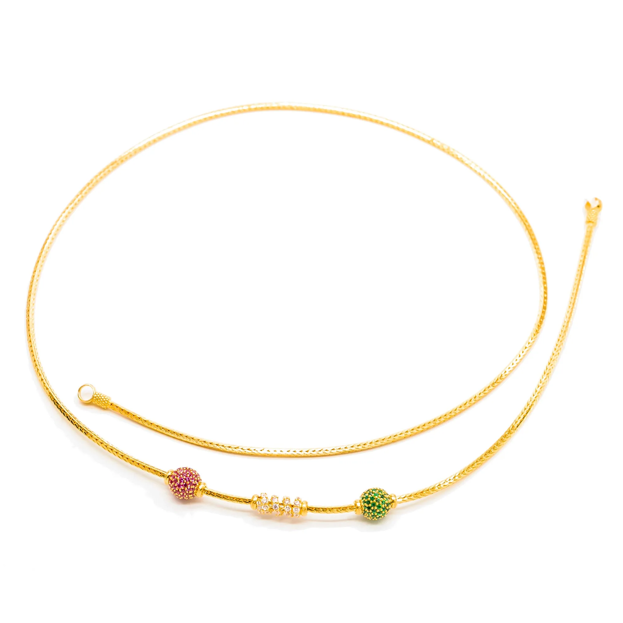 22K Yellow Gold Two Bead Mugappu Chain
