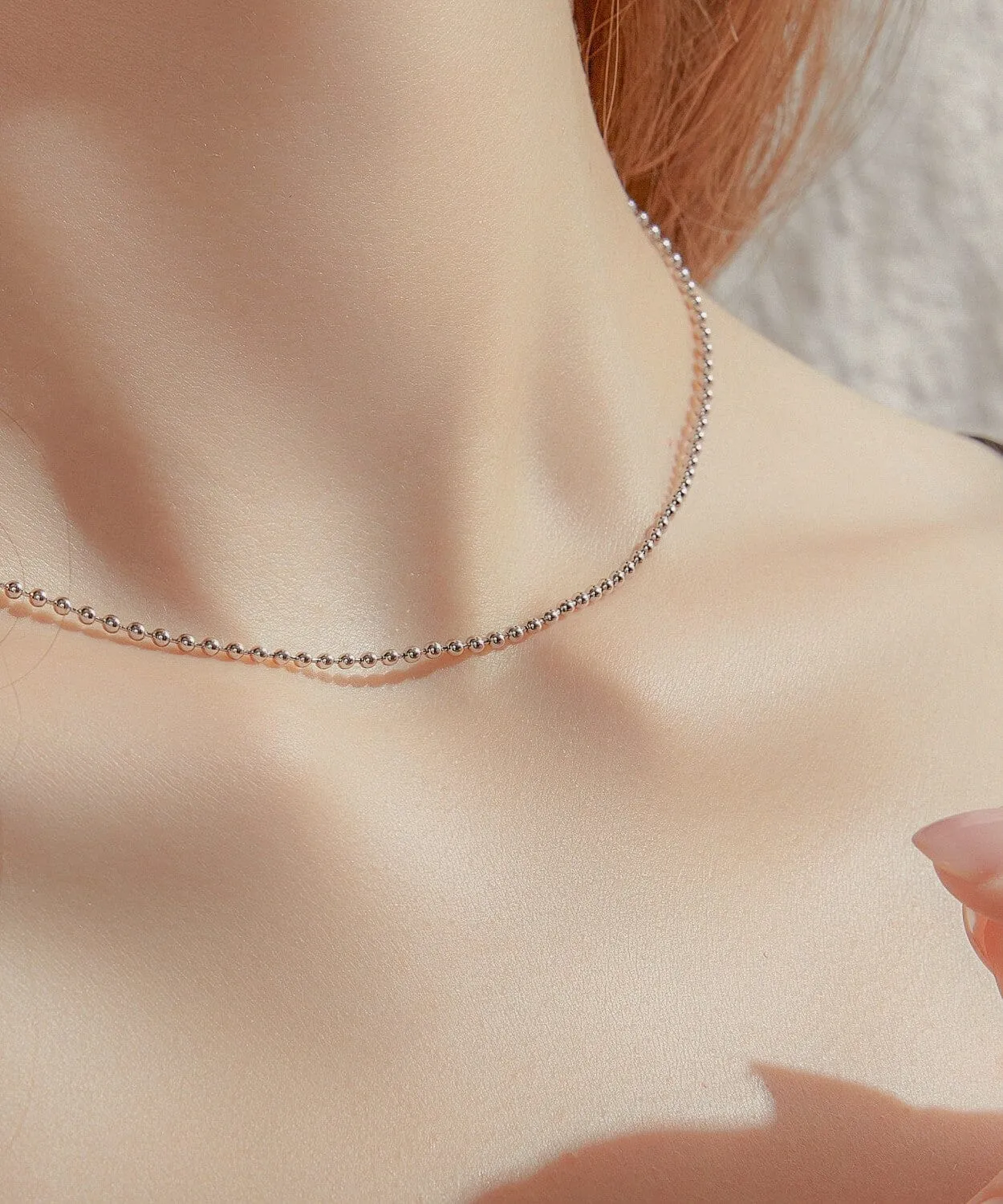 24K White Gold Bead Chain - 2mm