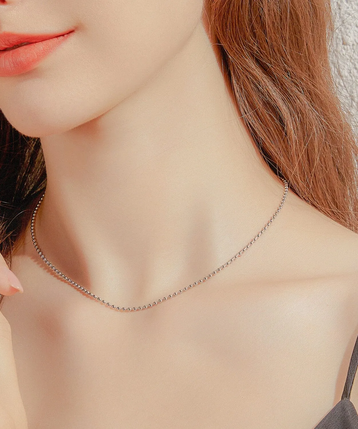 24K White Gold Bead Chain - 2mm