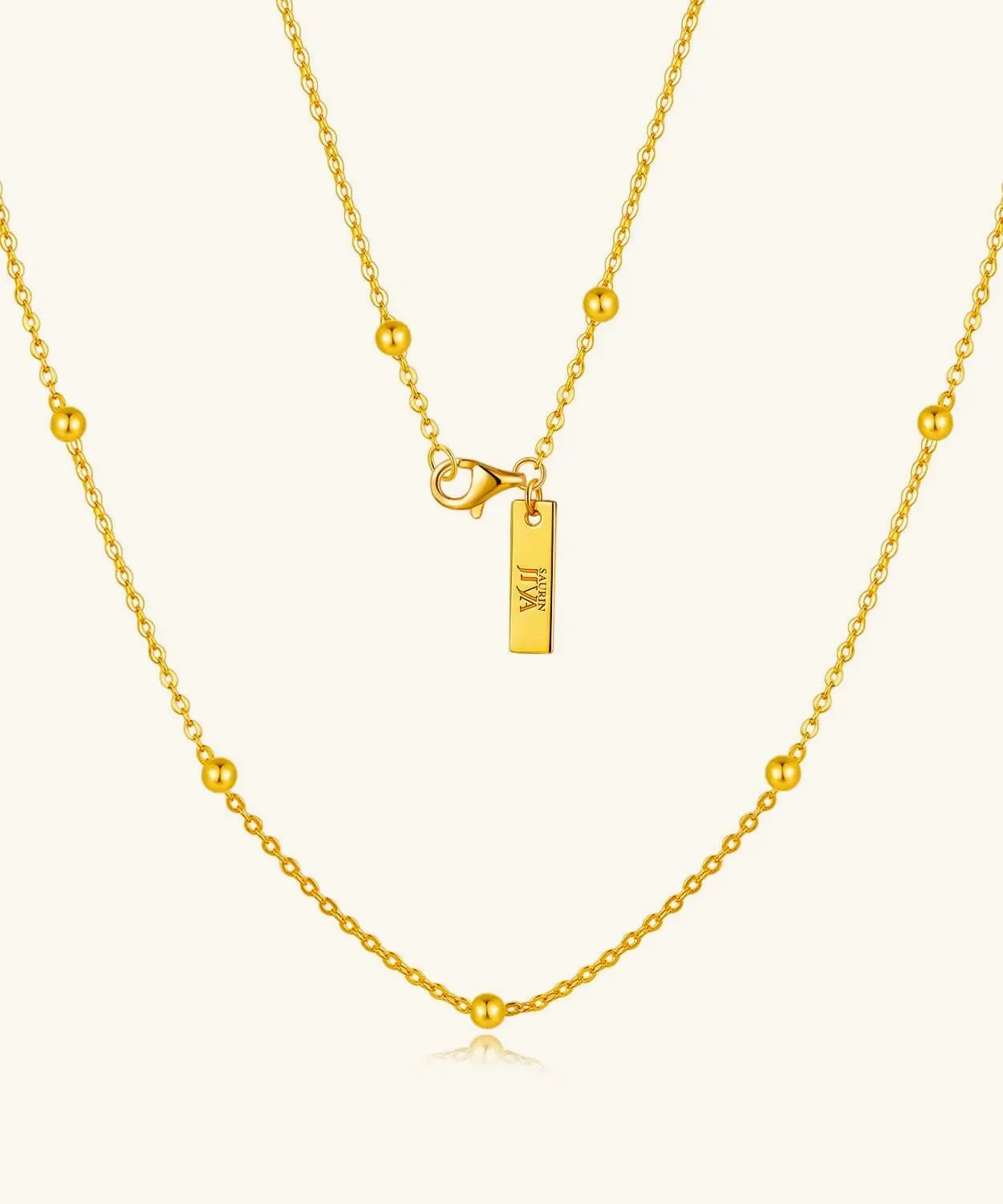 24K Yellow Gold Satellite Chain Necklace - 1mm