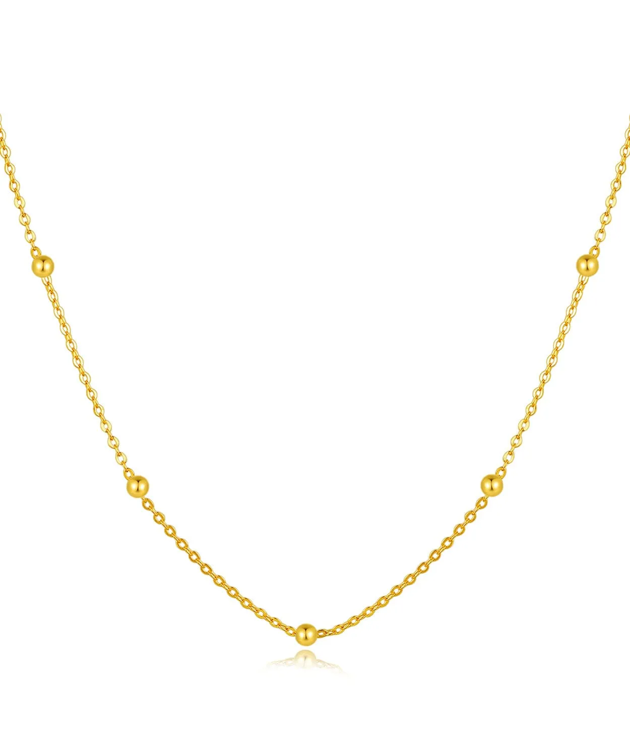 24K Yellow Gold Satellite Chain Necklace - 1mm