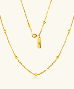 24K Yellow Gold Satellite Chain Necklace - 1mm