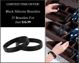 25 Black Silicone Bracelets - $16.99