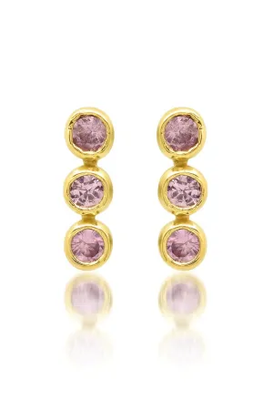 3 Pink Sapphire Mini Bezel Studs