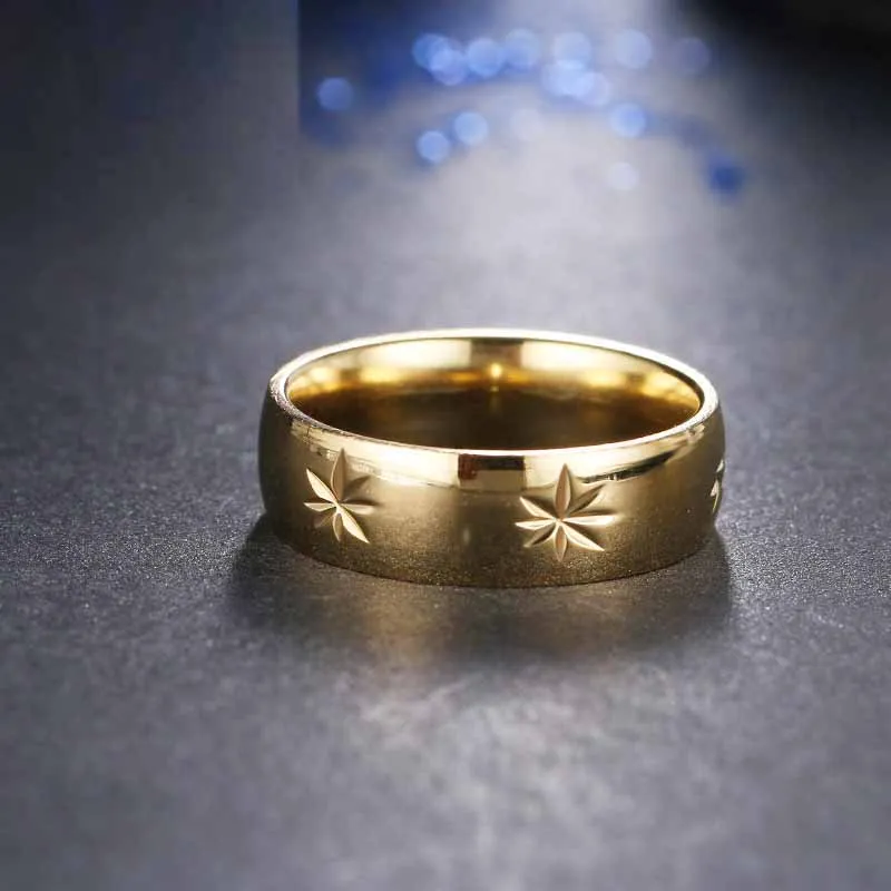 316L Stainless Steel Ring Pattern Cutting Style Retro Rings For Women