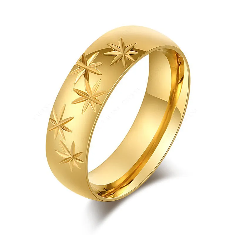 316L Stainless Steel Ring Pattern Cutting Style Retro Rings For Women
