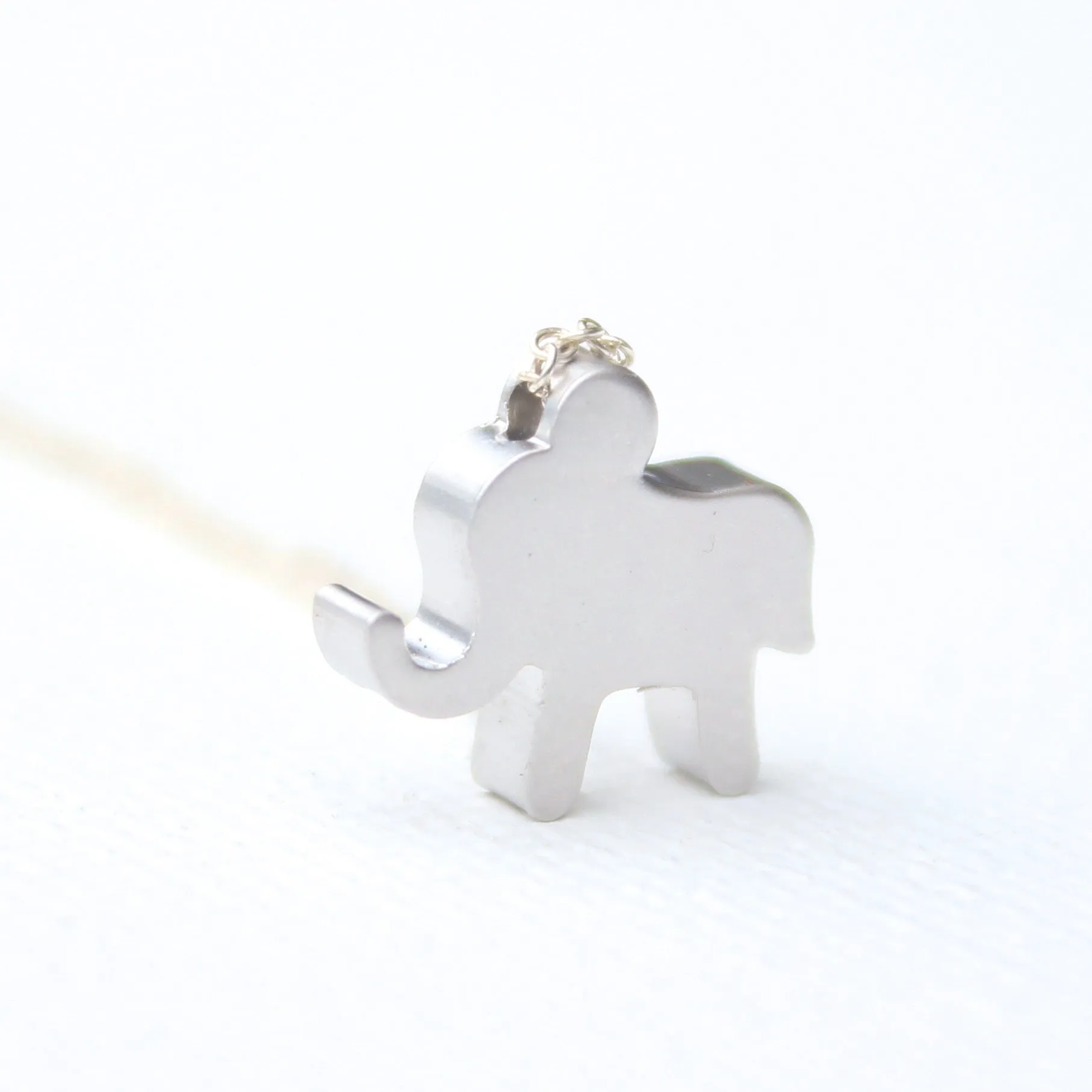 3D Baby Elephant Necklaces - 18k Gold and Rhodium & Sterling Silver Baby Elephant Charm Necklaces