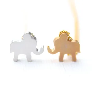 3D Baby Elephant Necklaces - 18k Gold and Rhodium & Sterling Silver Baby Elephant Charm Necklaces