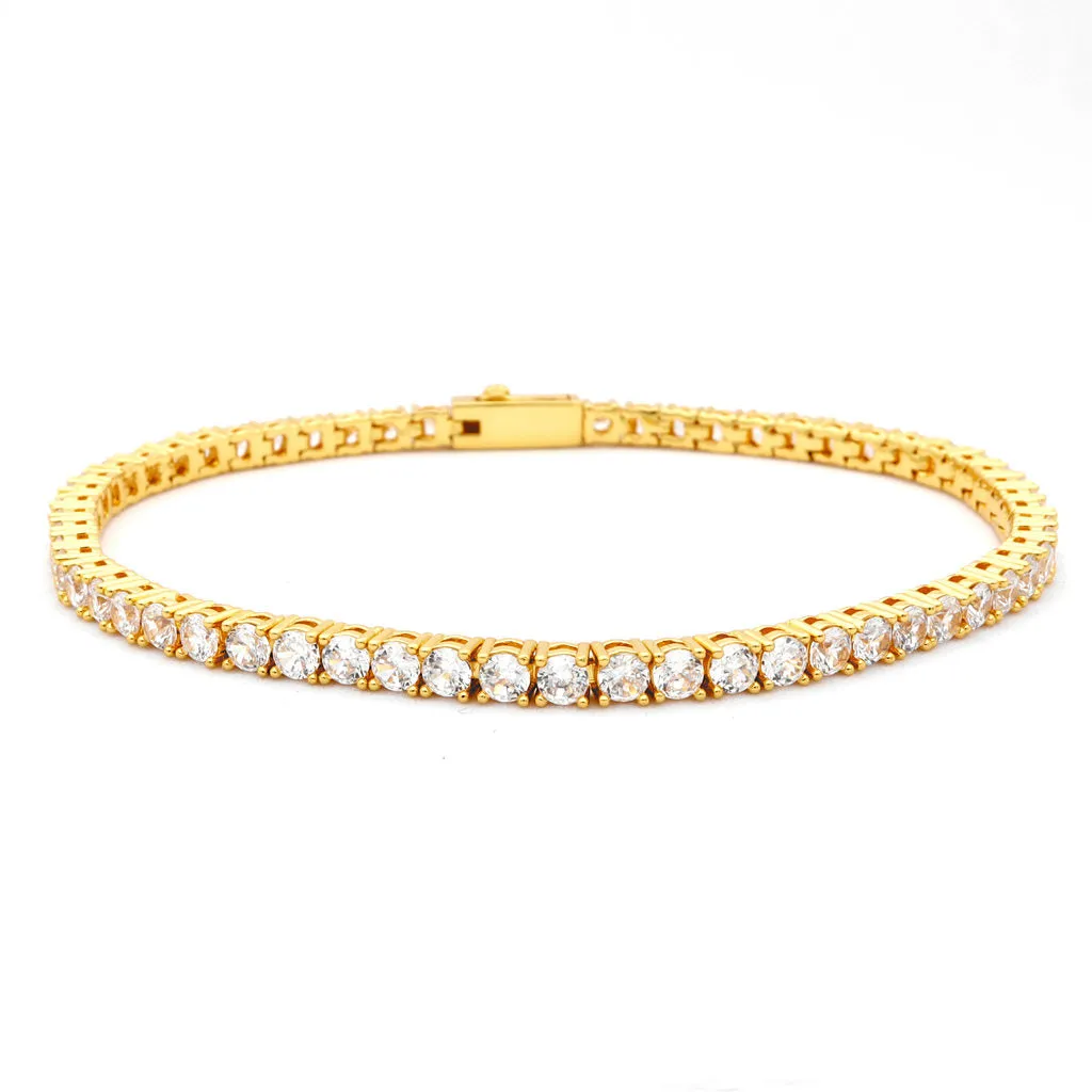 3mm Round Cut C.Z Tennis Bracelet
