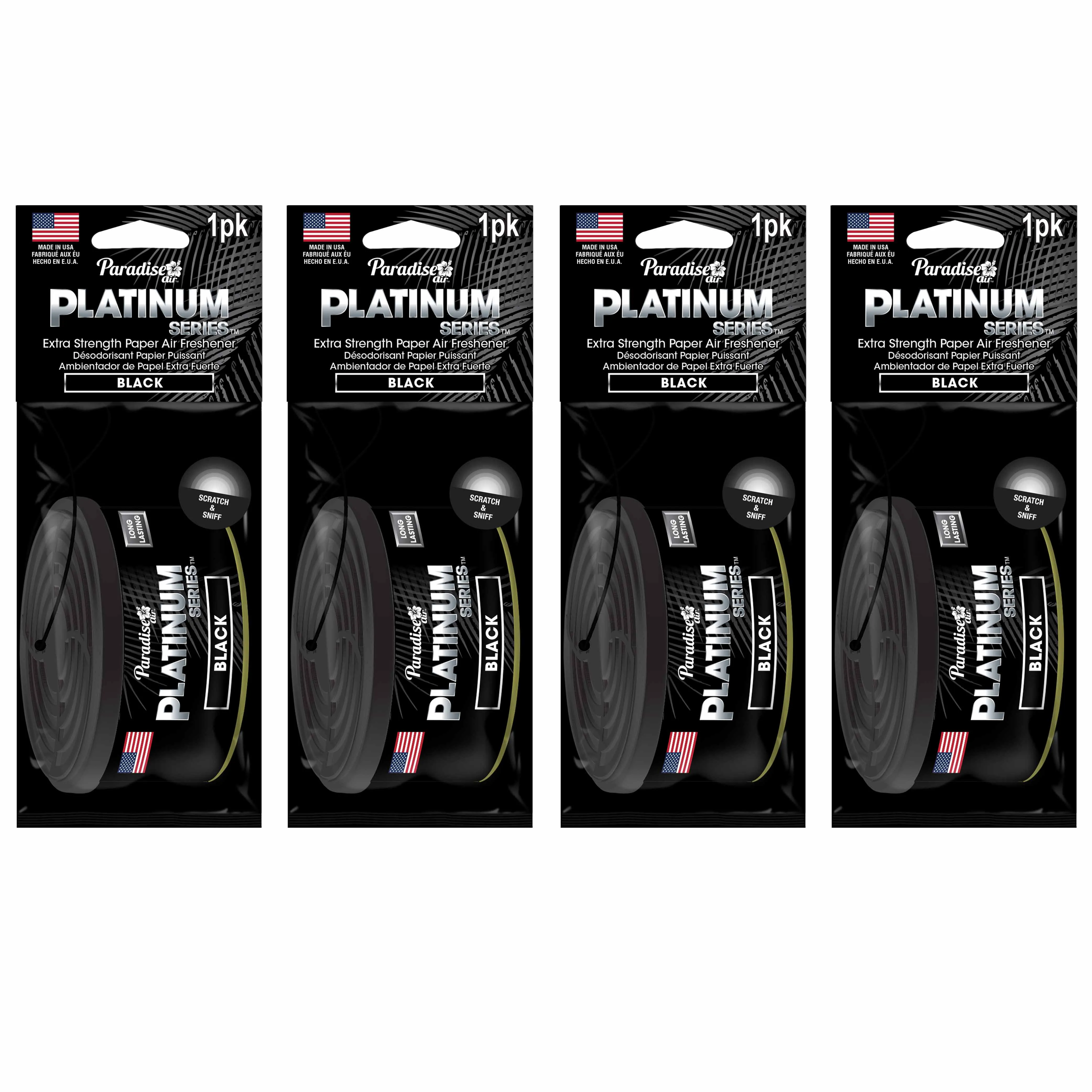 4 Pc Paradise Platinum Air Freshener Hanging Car Aroma Fragrance Scent Black