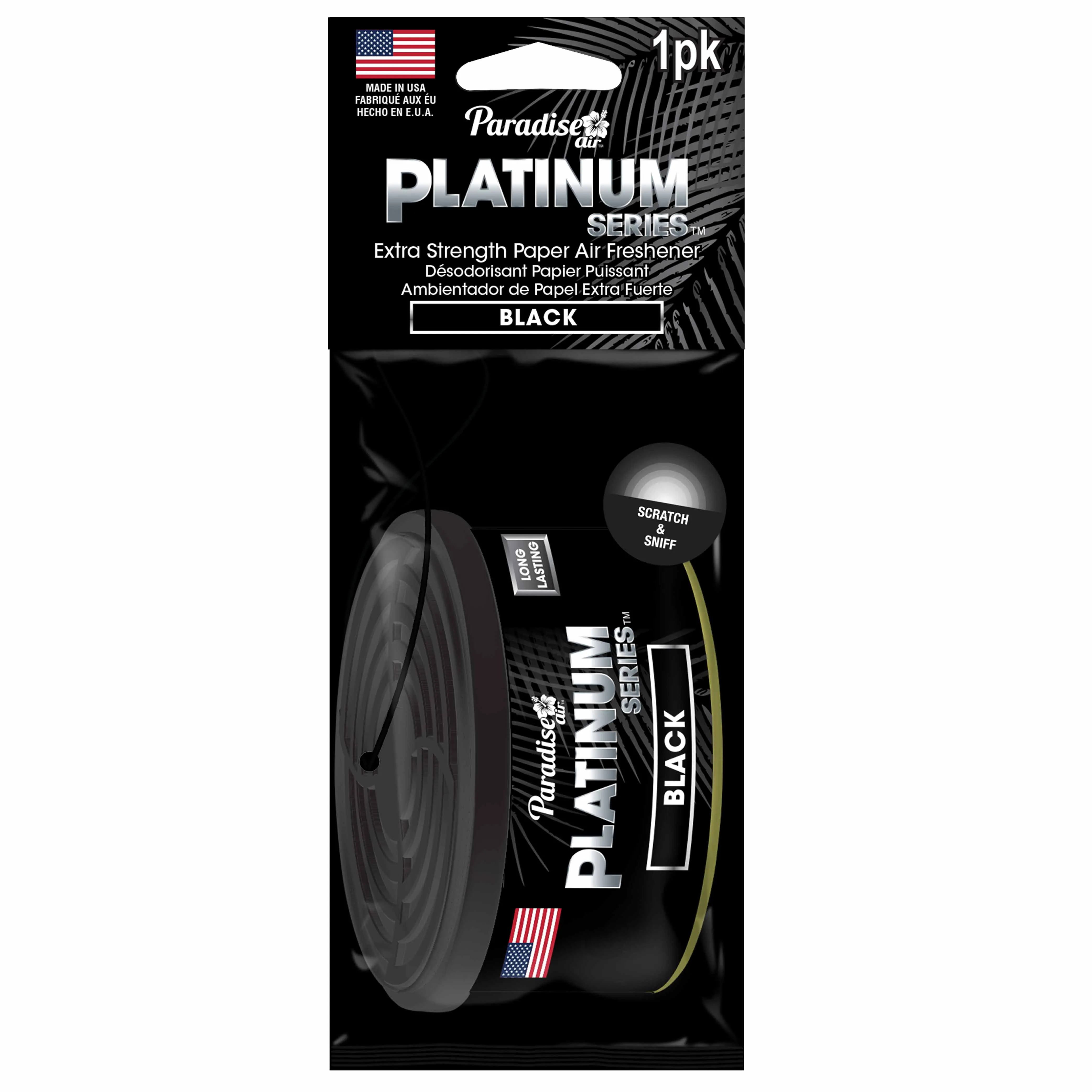 4 Pc Paradise Platinum Air Freshener Hanging Car Aroma Fragrance Scent Black
