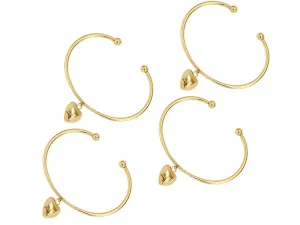4 Stainless Steel Open Bangles with Puff Heart Charm