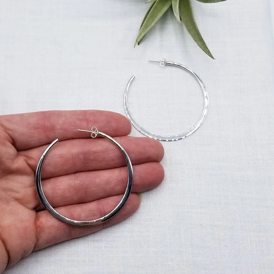 50mm STERLING SILVER TAPERED HOOP