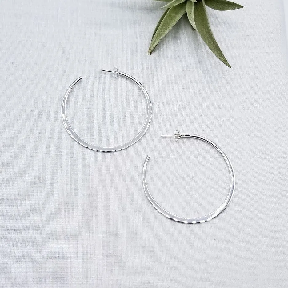 50mm STERLING SILVER TAPERED HOOP