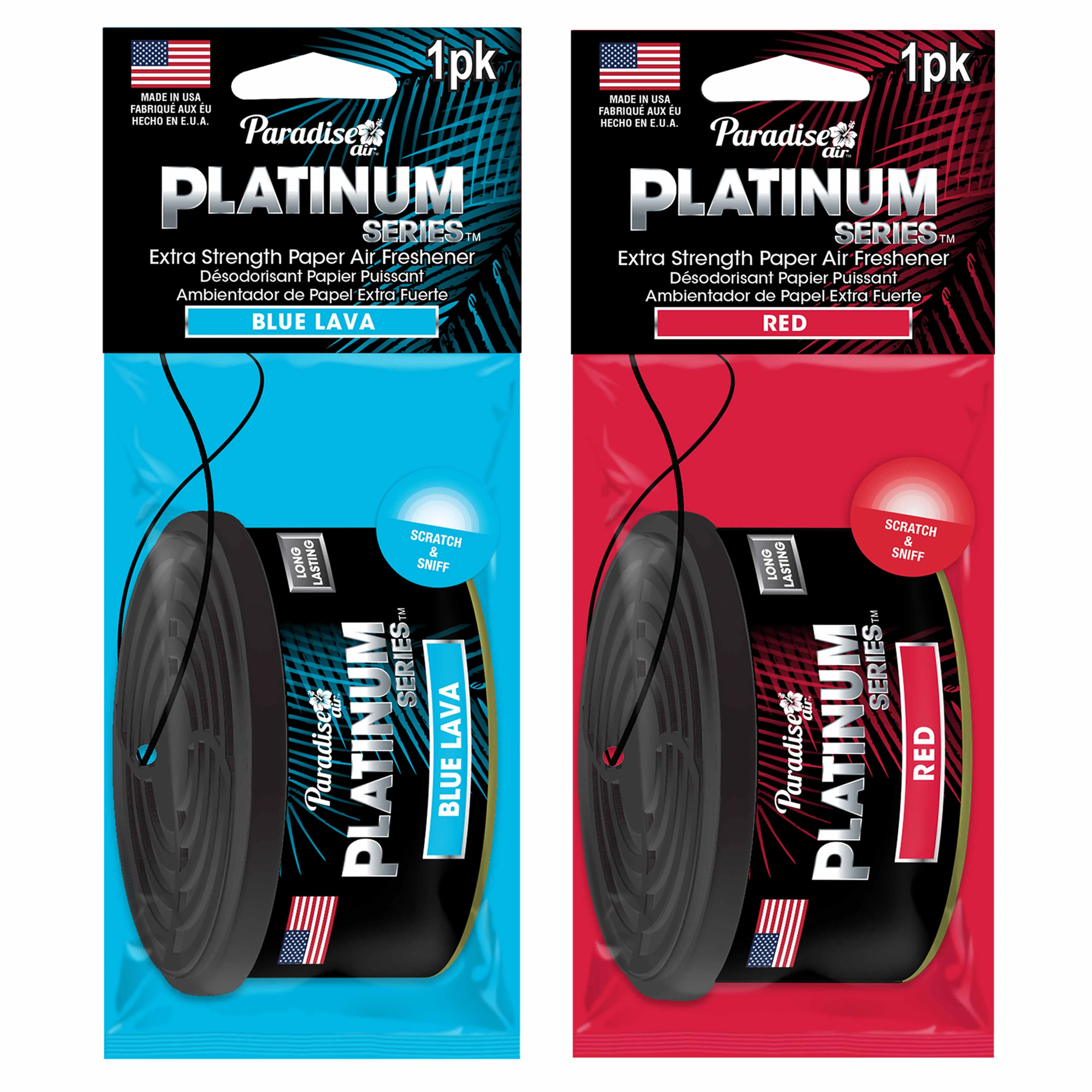 6 Pk Paradise Platinum Air Freshener Hanging Car Aroma Fragrance Assorted Scents