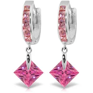 7.58 Carat 14K Solid White Gold Dangling Cubic Zirconia Hoop Earrings