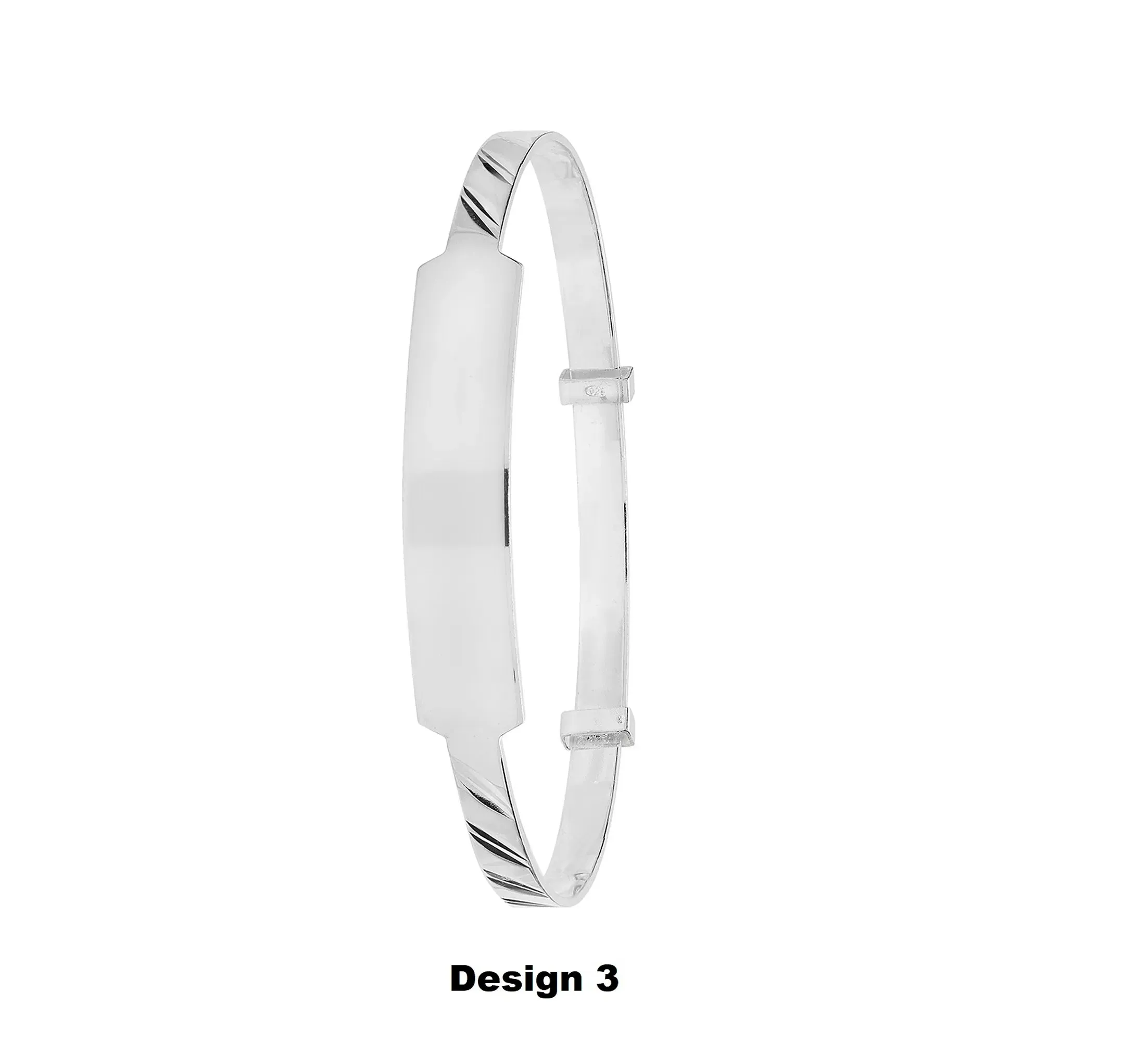 925 Sterling Silver Babies Round Diamond Cut Expandable ID Bangles – 3mm | Shop Online Sarraf Jewellers UK