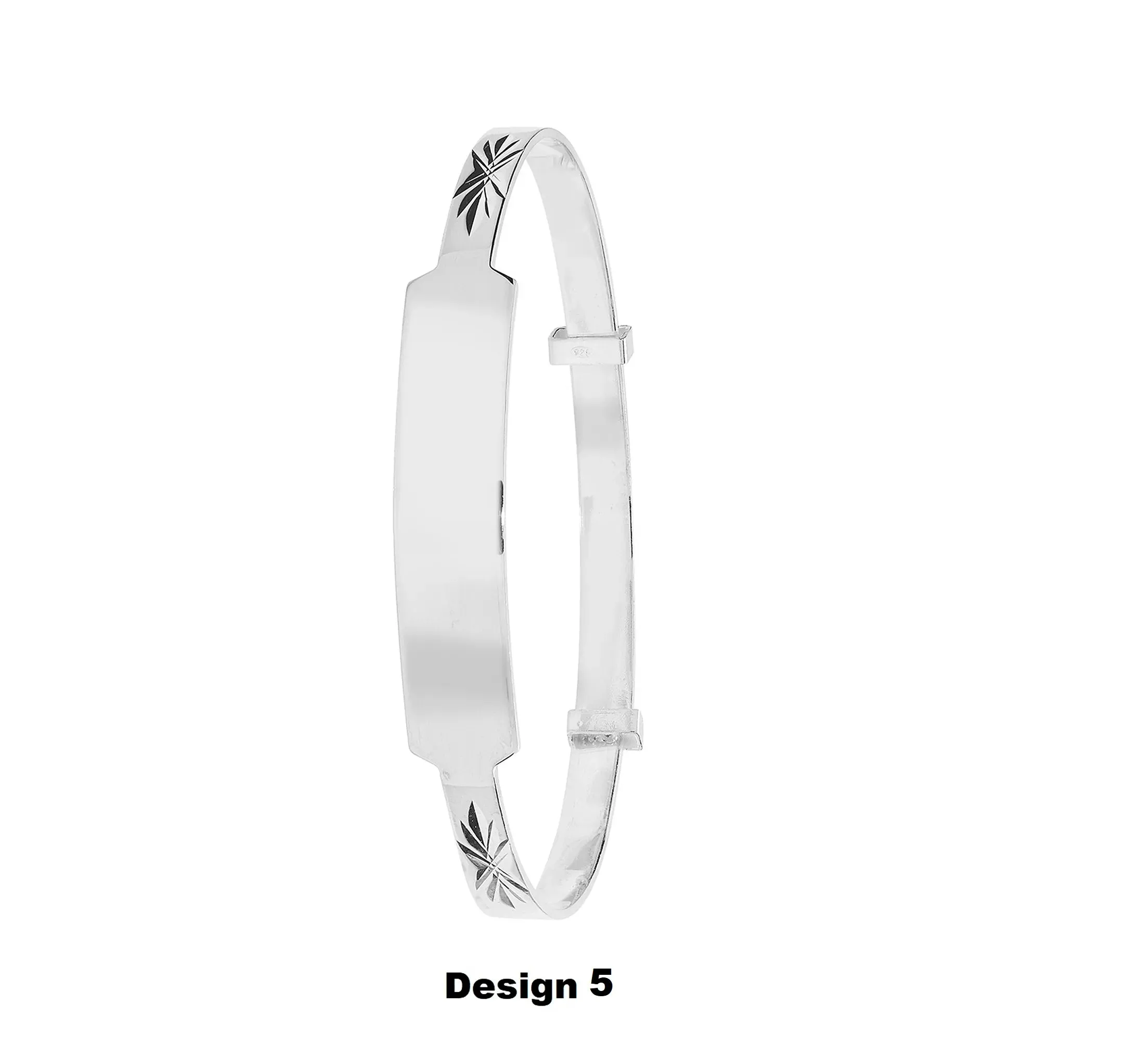 925 Sterling Silver Babies Round Diamond Cut Expandable ID Bangles – 3mm | Shop Online Sarraf Jewellers UK
