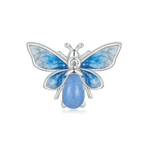 925 Sterling Silver Blue Luminous Zircon Bee Silicone Diy Beads