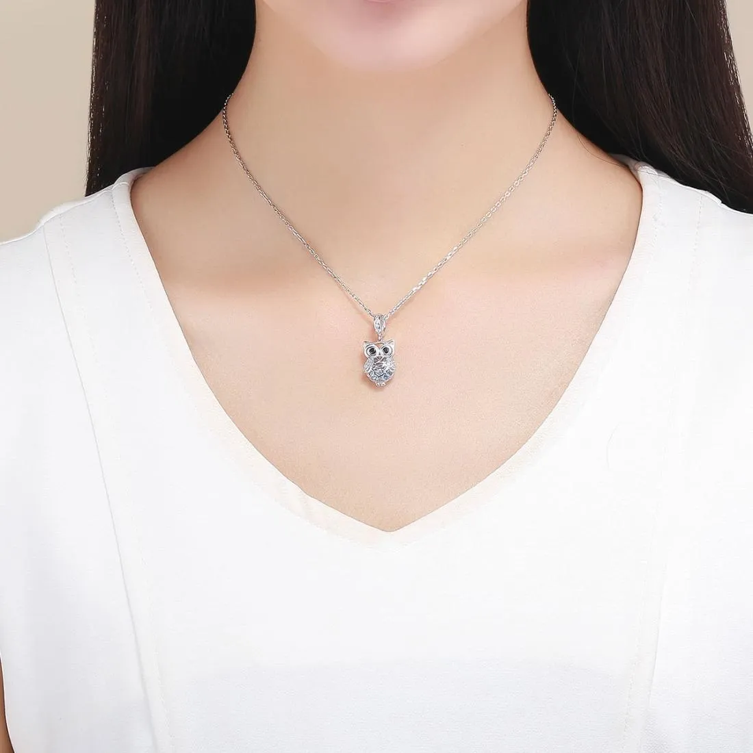 925 Sterling Silver Blue Zircon Owl Pendant For Diy Bracelets Style - Necklace   Pedndant