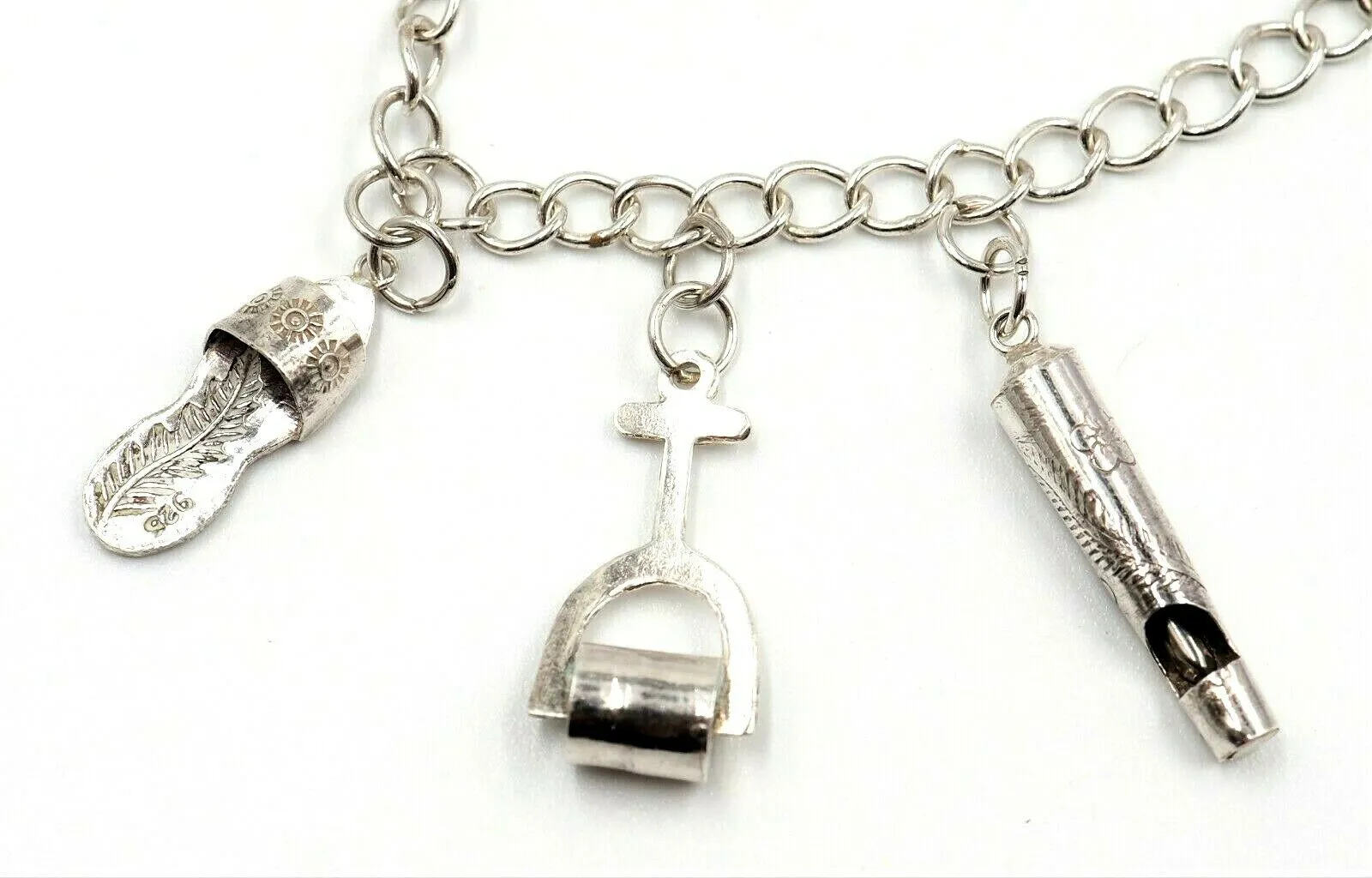 925 Sterling Silver Charm Bracelet with 8 Charms