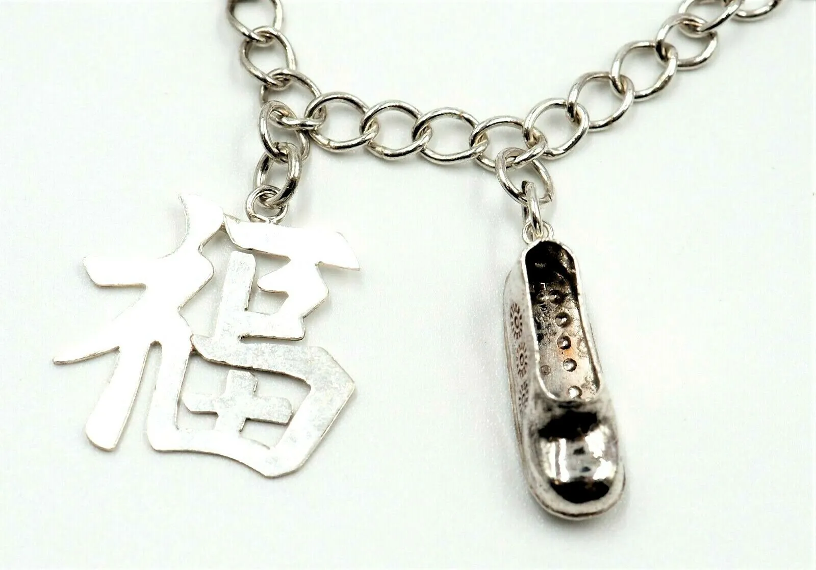 925 Sterling Silver Charm Bracelet with 8 Charms