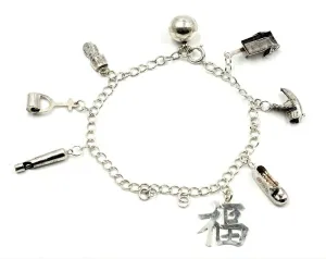 925 Sterling Silver Charm Bracelet with 8 Charms