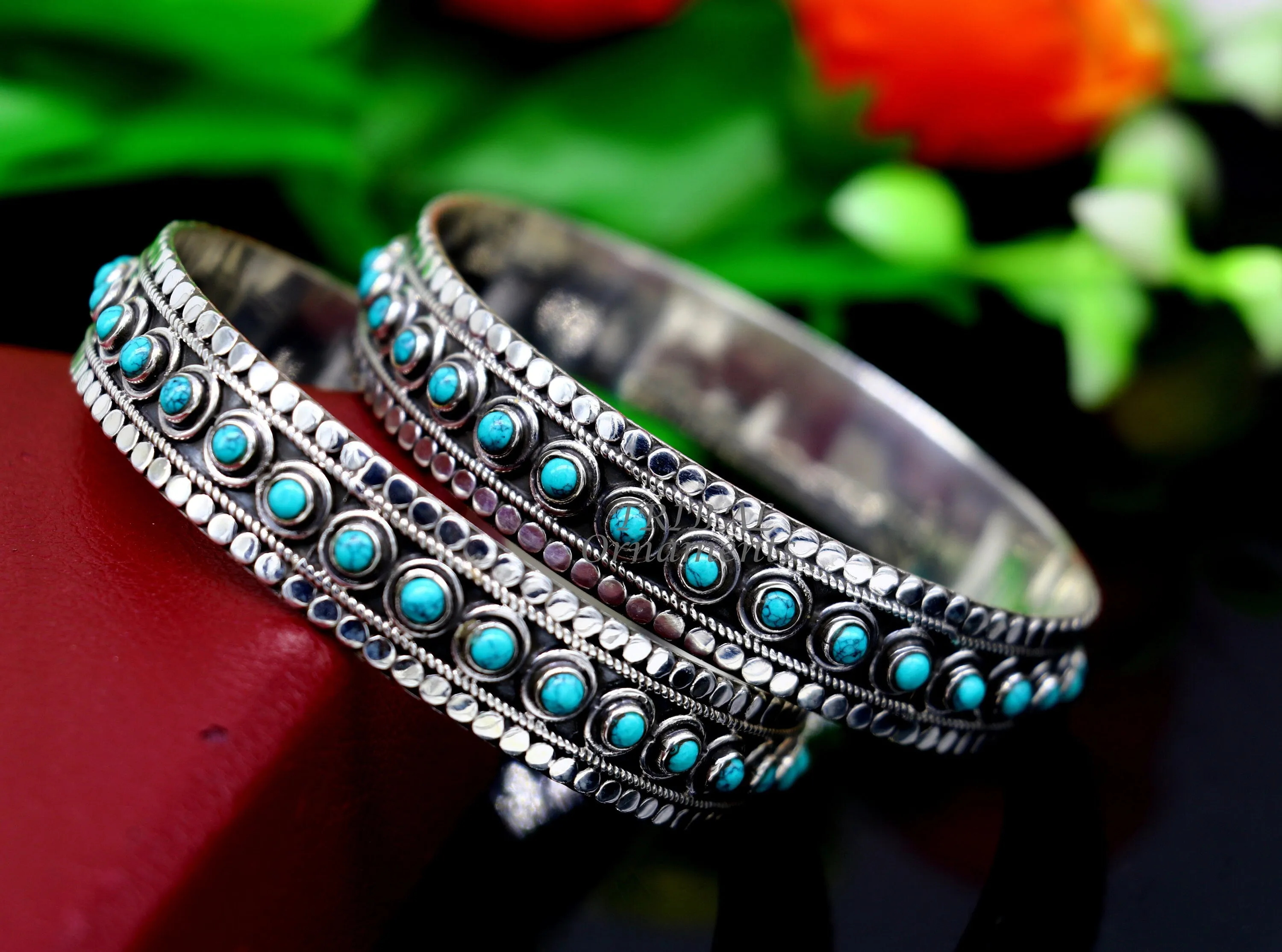 925 sterling silver customized vintage antique design turquoise stone bangle bracelet kada, best gift for brides ethnic jewelry nba337