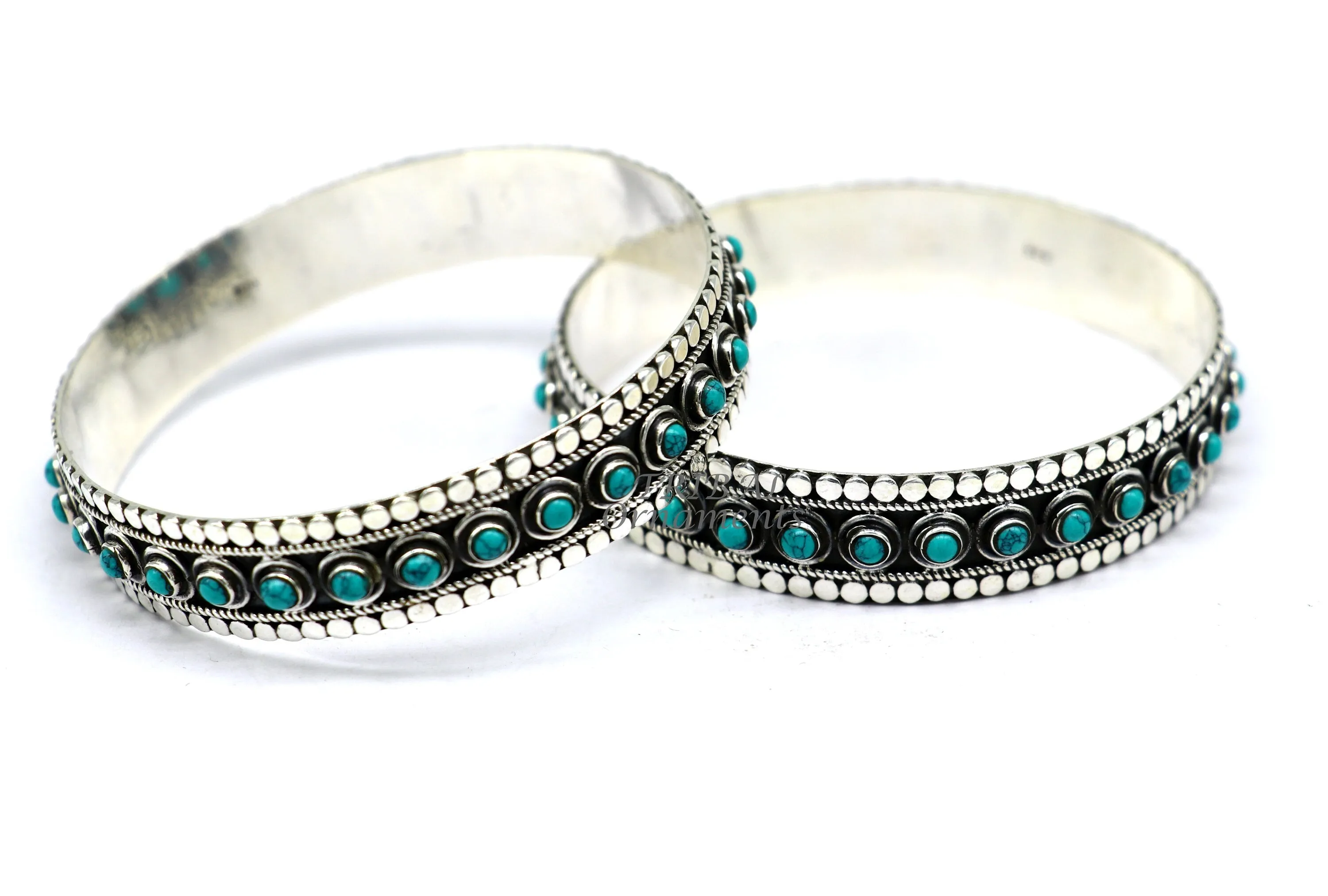 925 sterling silver customized vintage antique design turquoise stone bangle bracelet kada, best gift for brides ethnic jewelry nba337