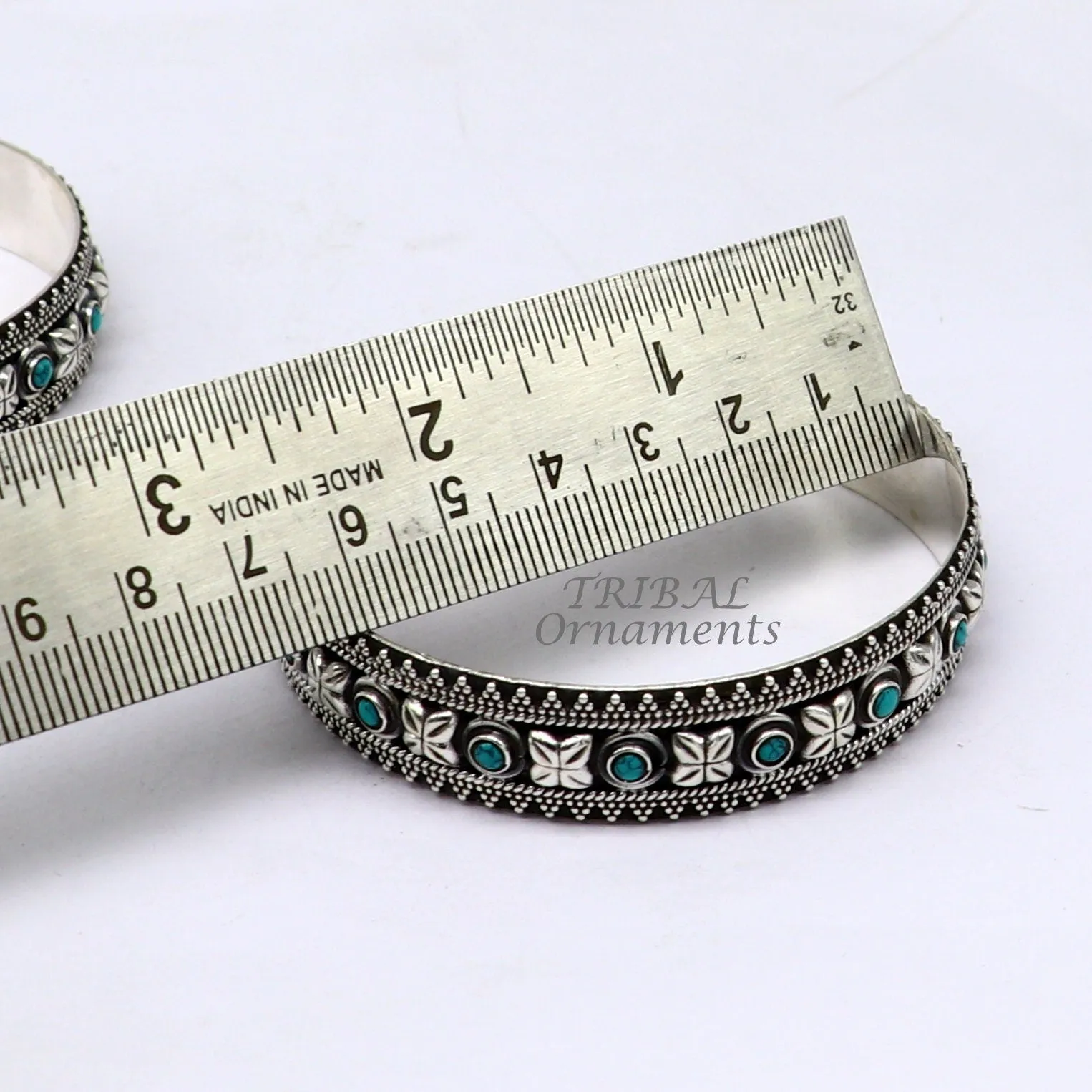 925 sterling silver customized vintage antique design turquoise stone bangle bracelet kada, best gift for brides ethnic jewelry nba338