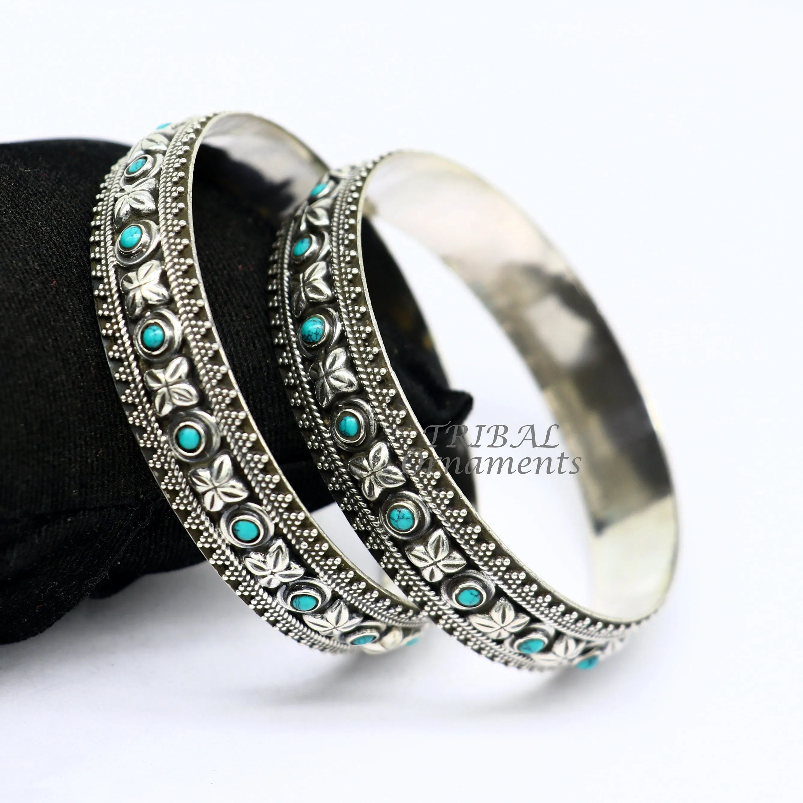 925 sterling silver customized vintage antique design turquoise stone bangle bracelet kada, best gift for brides ethnic jewelry nba338