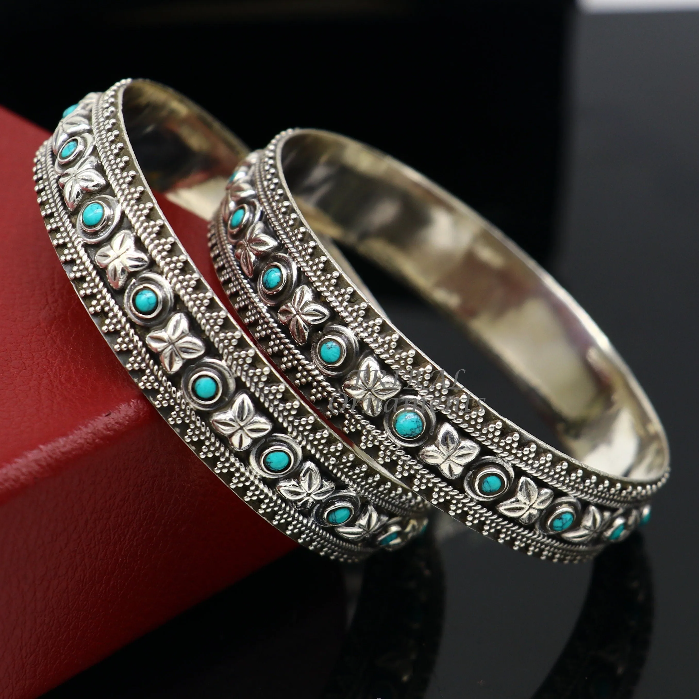 925 sterling silver customized vintage antique design turquoise stone bangle bracelet kada, best gift for brides ethnic jewelry nba338