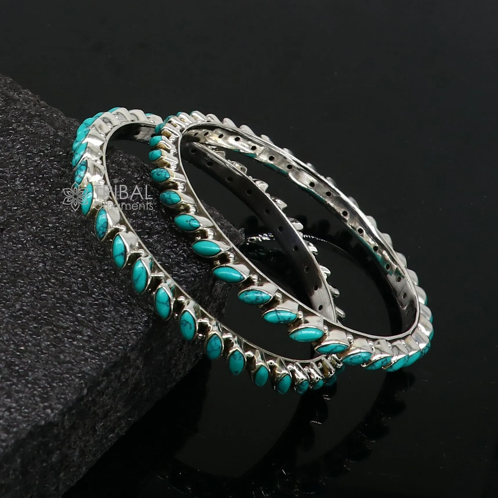 925 sterling silver customized vintage antique design turquoise stone bangle bracelet kada, best gift for brides ethnic jewelry nba388