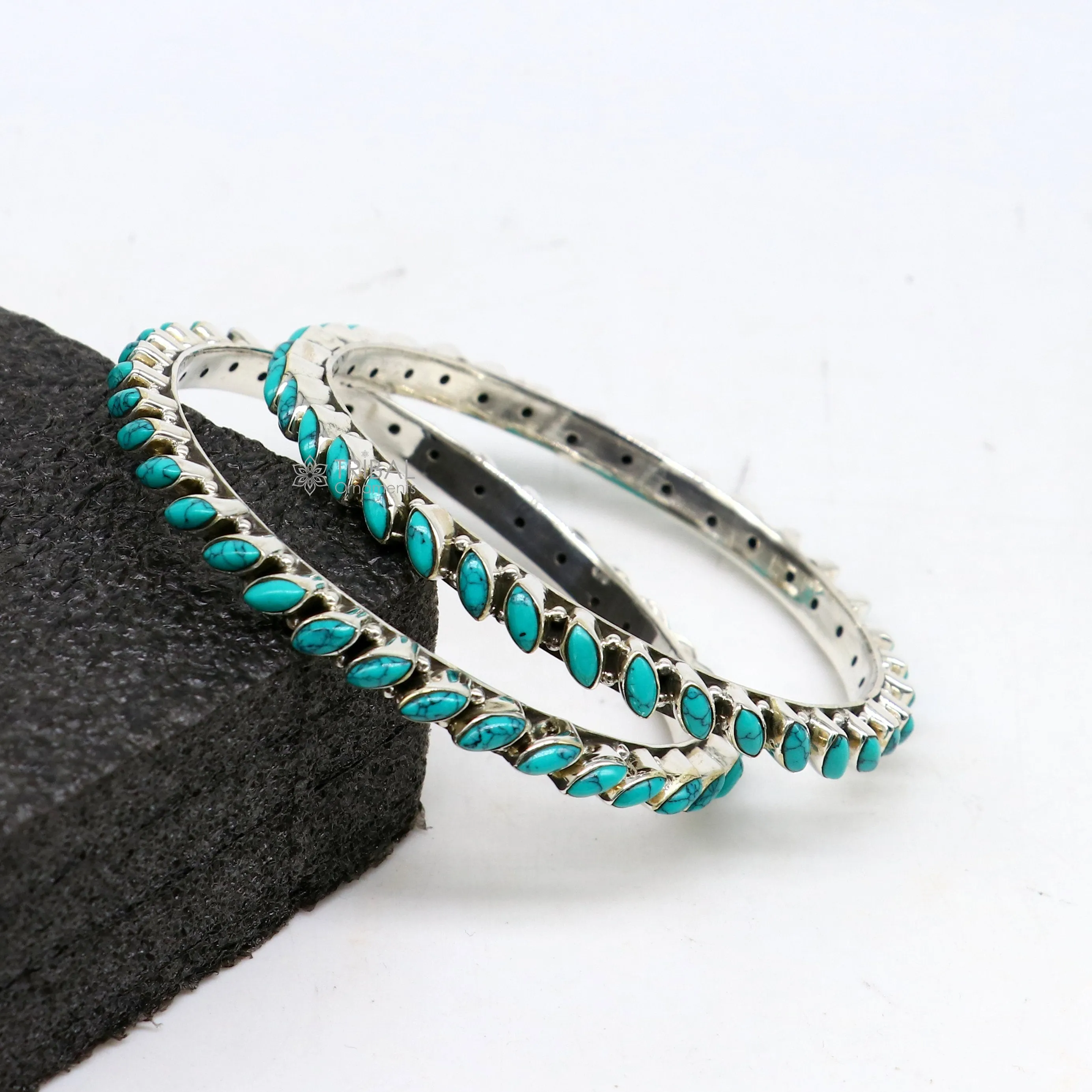925 sterling silver customized vintage antique design turquoise stone bangle bracelet kada, best gift for brides ethnic jewelry nba388