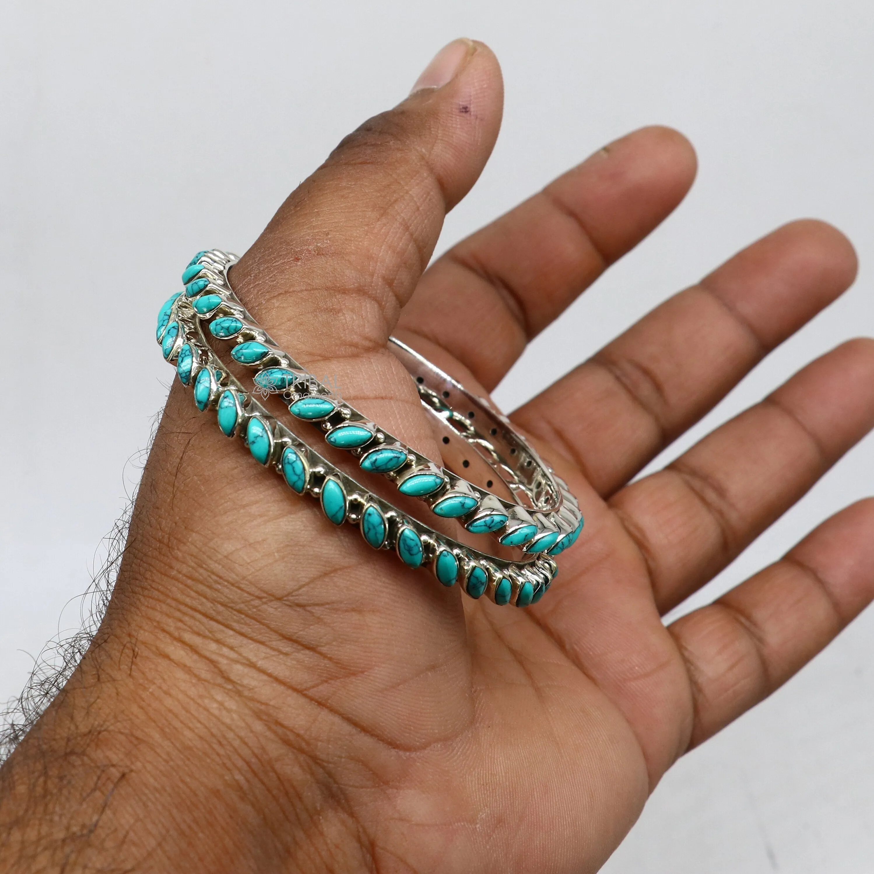 925 sterling silver customized vintage antique design turquoise stone bangle bracelet kada, best gift for brides ethnic jewelry nba388