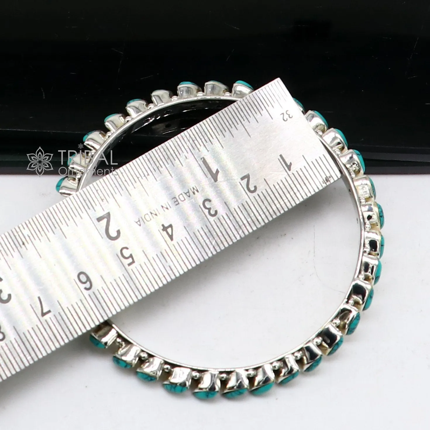 925 sterling silver customized vintage antique design turquoise stone bangle bracelet kada, best gift for brides ethnic jewelry nba388