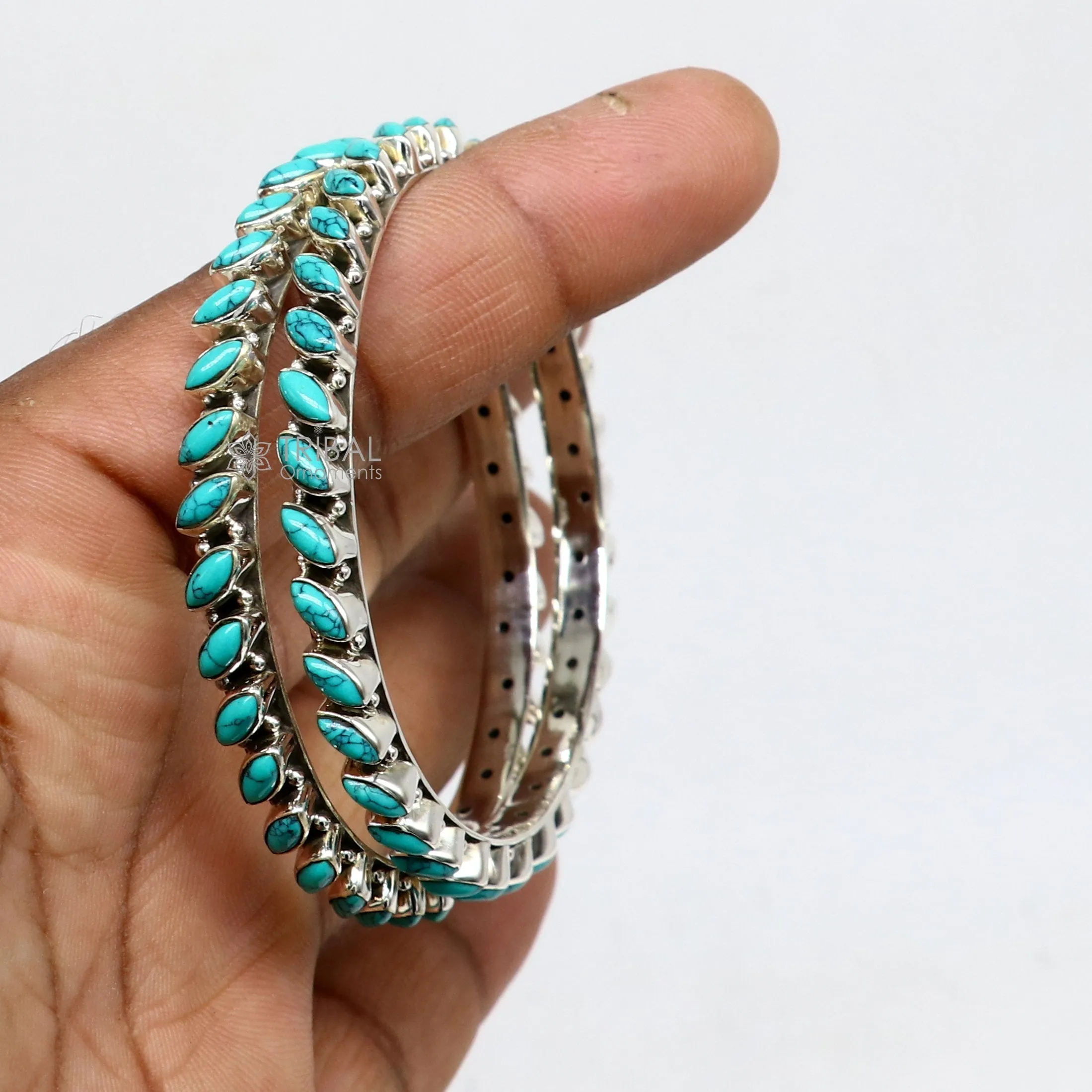 925 sterling silver customized vintage antique design turquoise stone bangle bracelet kada, best gift for brides ethnic jewelry nba388