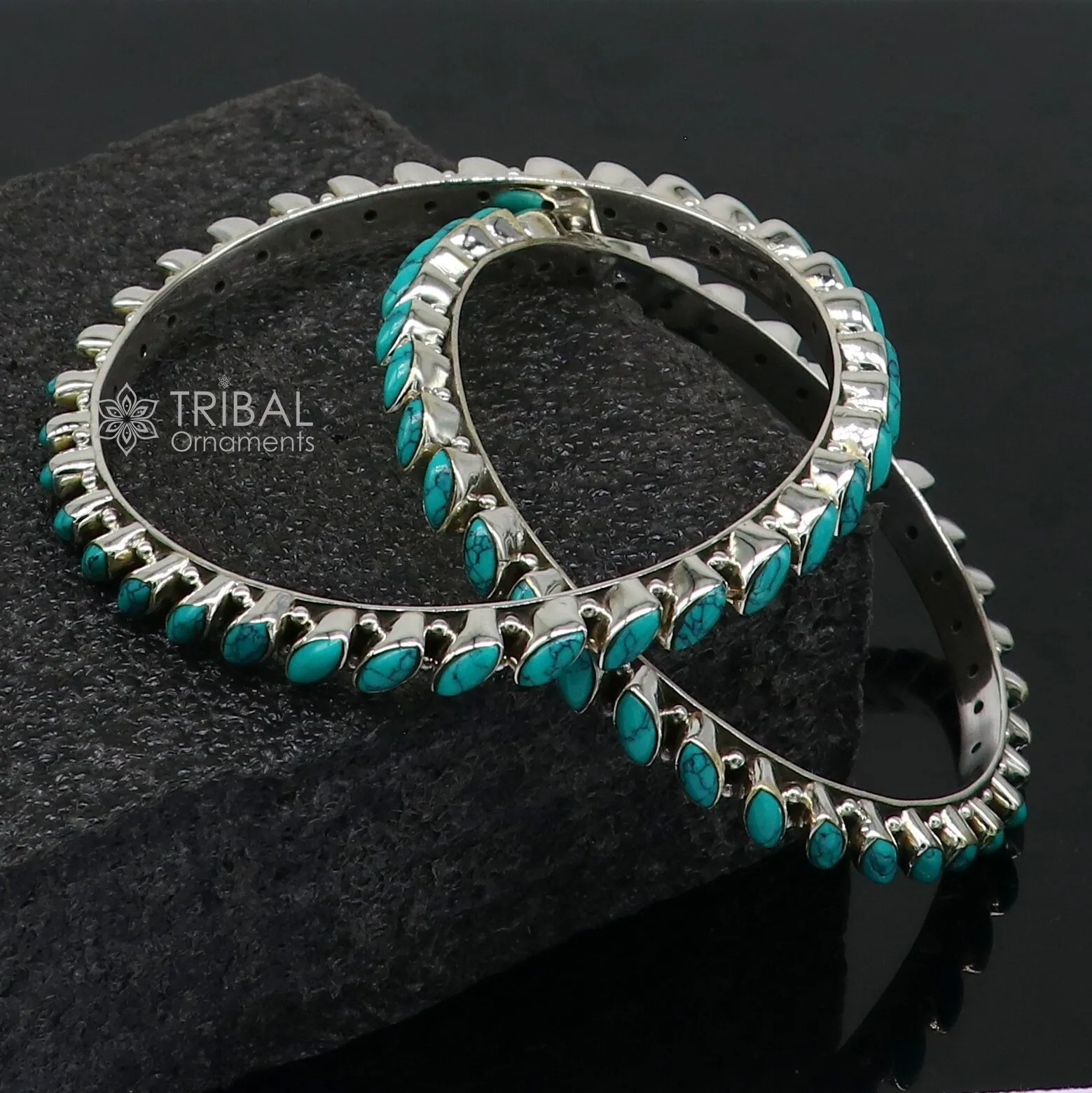 925 sterling silver customized vintage antique design turquoise stone bangle bracelet kada, best gift for brides ethnic jewelry nba388