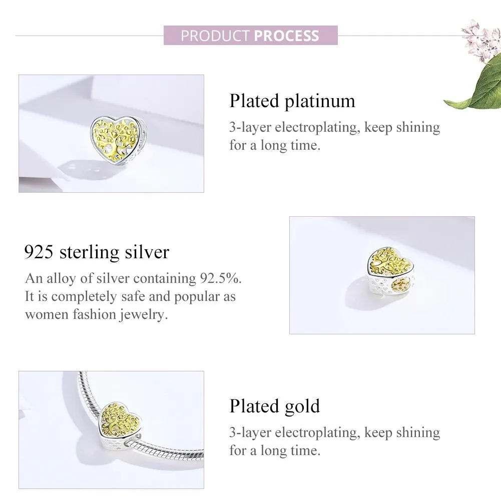 925 Sterling Silver Diy Bracelet Accessories Heart Beads