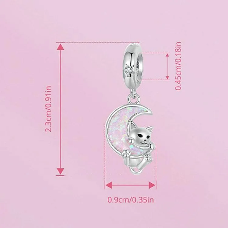 925 Sterling Silver Fantasy Moon Cat Pendant Plated