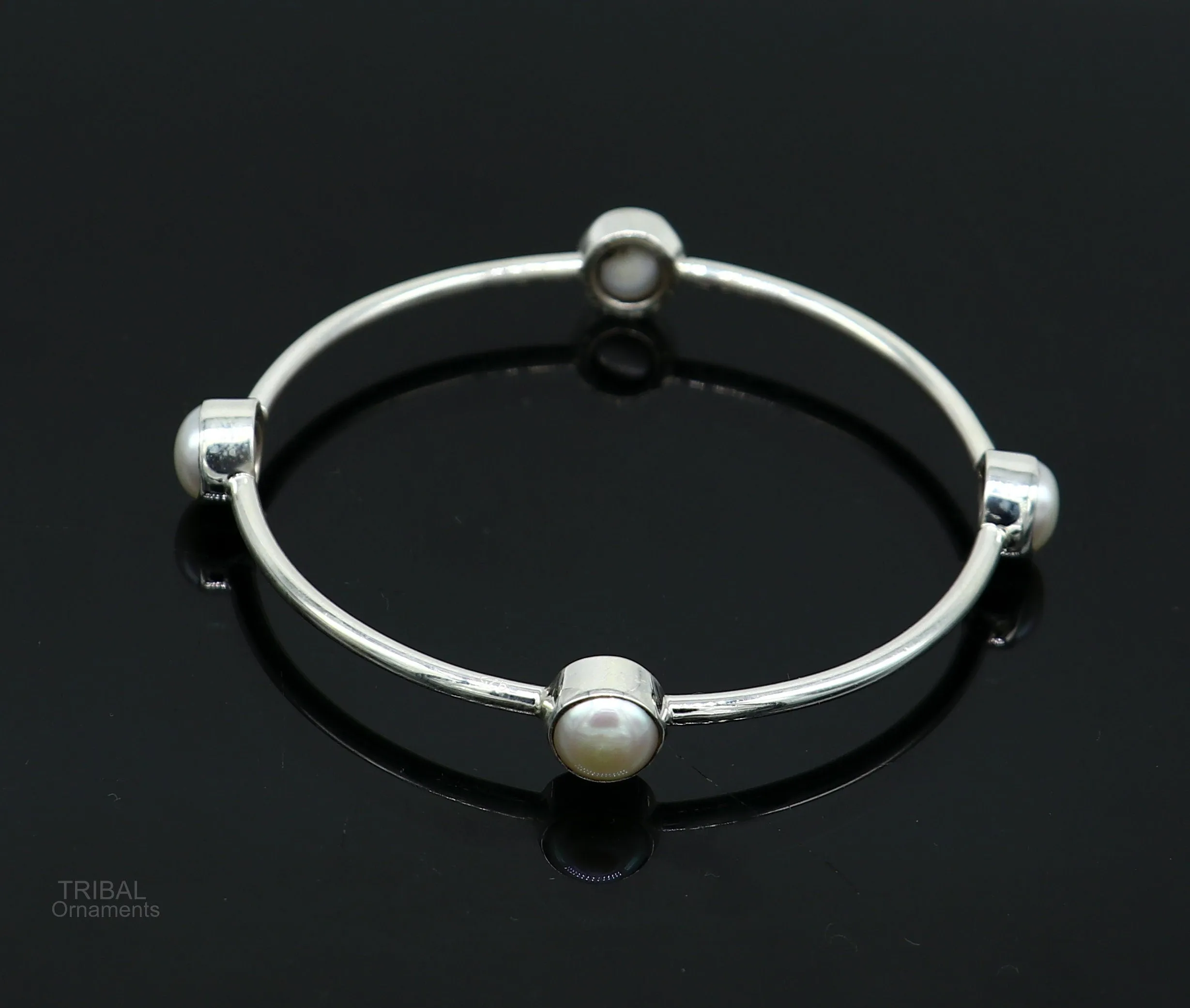 925 sterling silver handmade bangle kada, gorgeous fresh water pearl cultural stylish bangle kada excellent customized tribal jewelry nba366