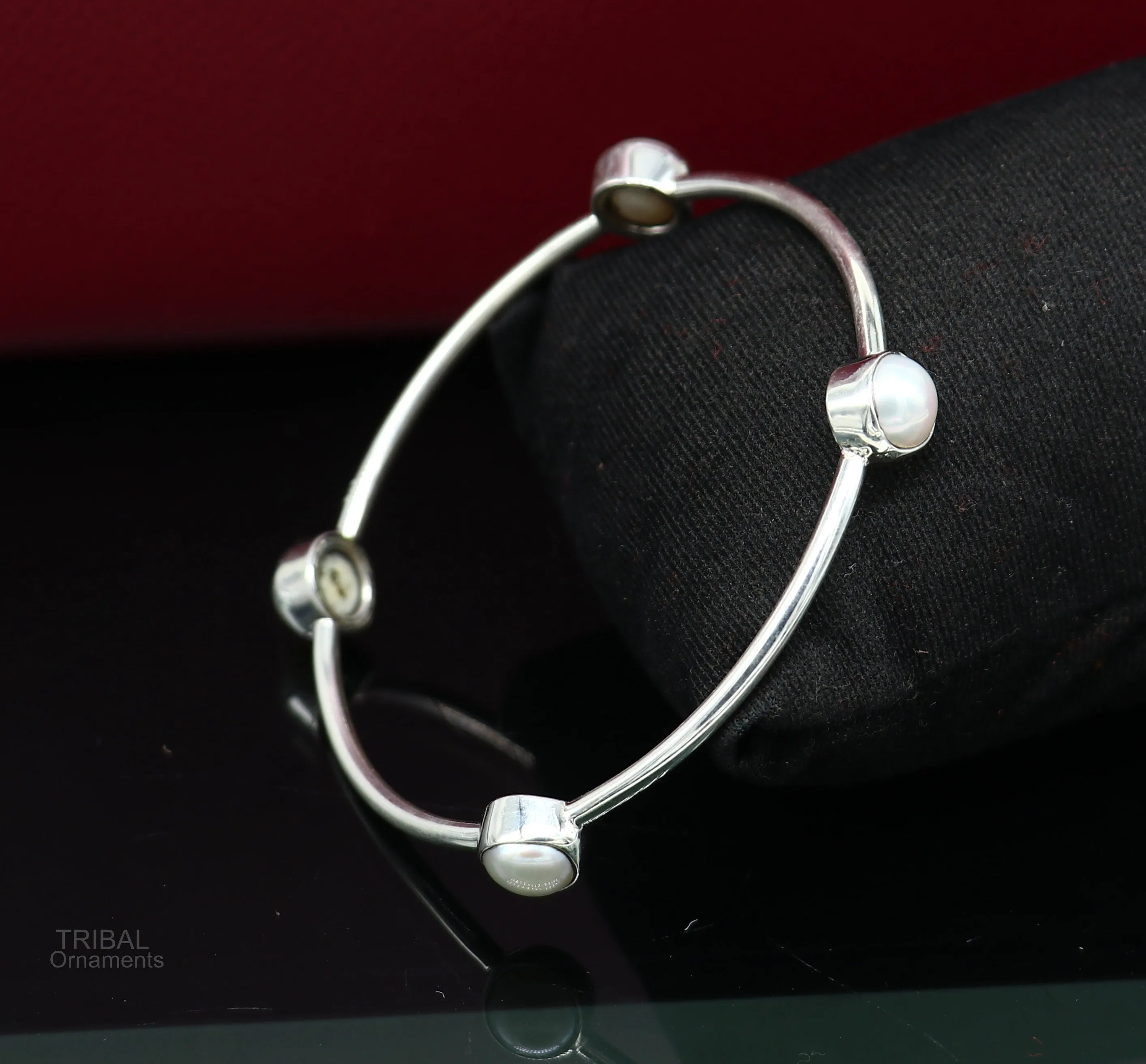 925 sterling silver handmade bangle kada, gorgeous fresh water pearl cultural stylish bangle kada excellent customized tribal jewelry nba366