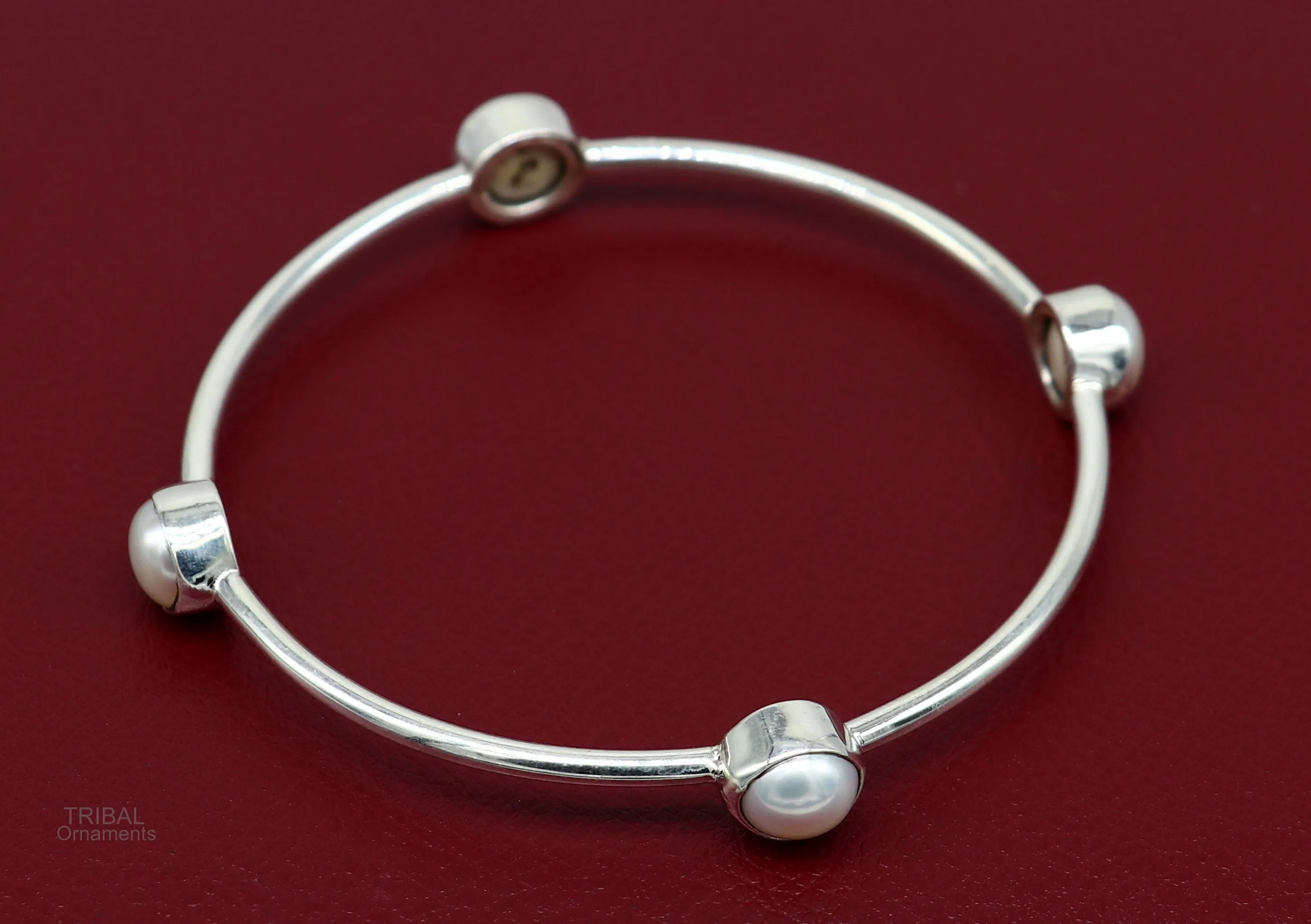 925 sterling silver handmade bangle kada, gorgeous fresh water pearl cultural stylish bangle kada excellent customized tribal jewelry nba366