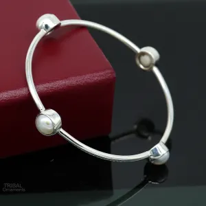 925 sterling silver handmade bangle kada, gorgeous fresh water pearl cultural stylish bangle kada excellent customized tribal jewelry nba366