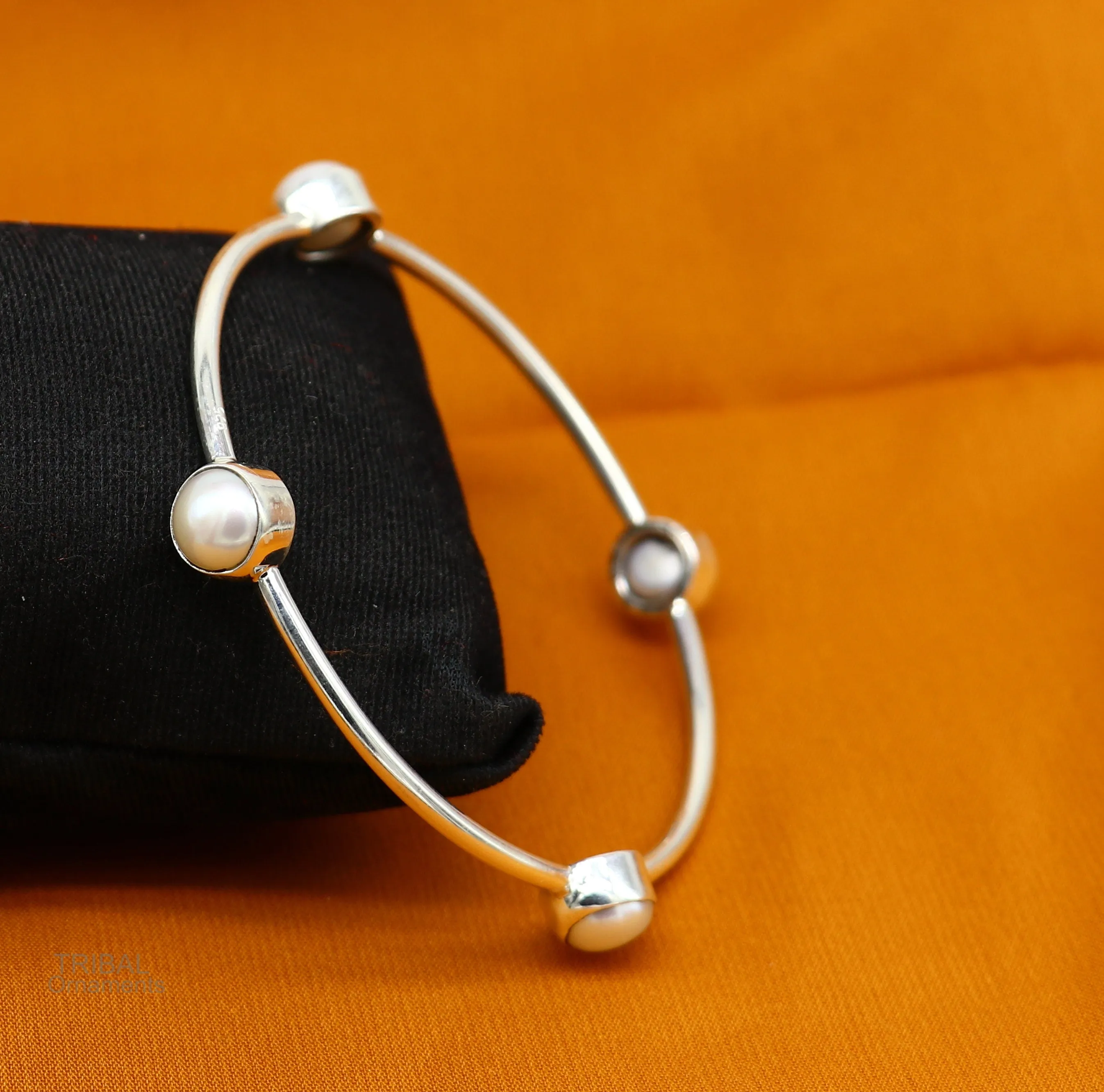 925 sterling silver handmade bangle kada, gorgeous fresh water pearl cultural stylish bangle kada excellent customized tribal jewelry nba366