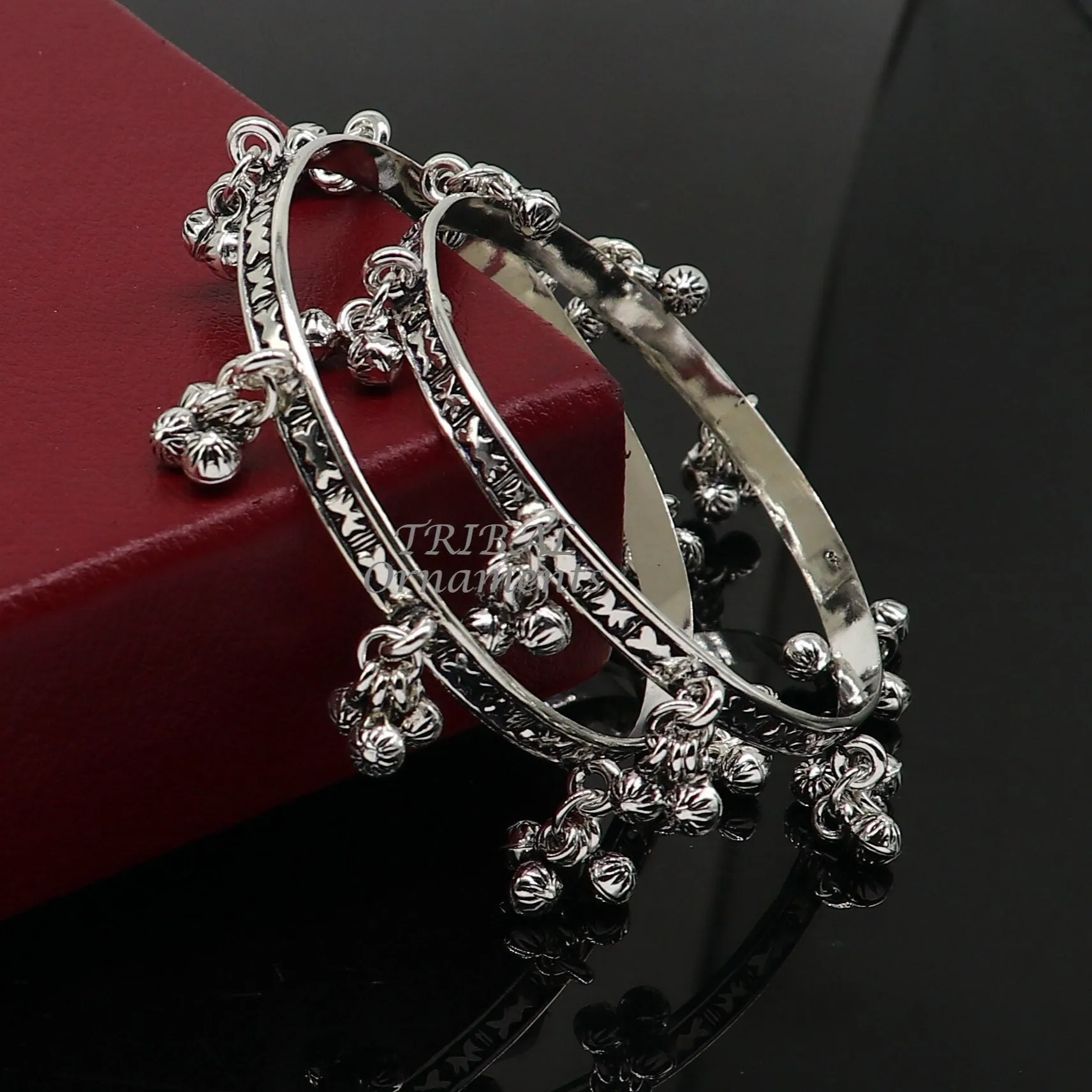 925 sterling silver handmade girl's bangle bracelet unique gorgeous jingling bells drops. excellent charm brides gifting jewelry ba177