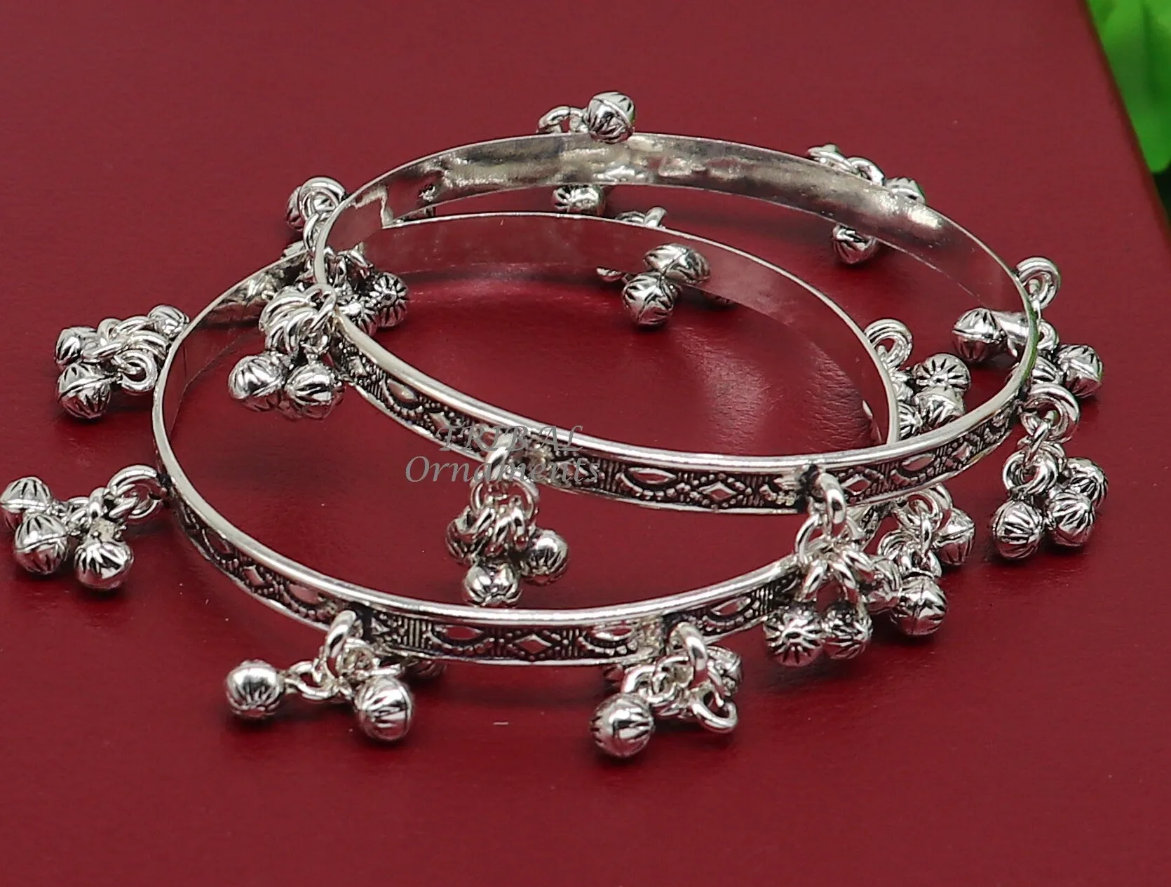 925 sterling silver handmade girl's bangle bracelet unique gorgeous jingling bells drops. excellent charm brides gifting jewelry ba178